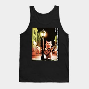 A musical cat sings with a guitar about love Tank Top